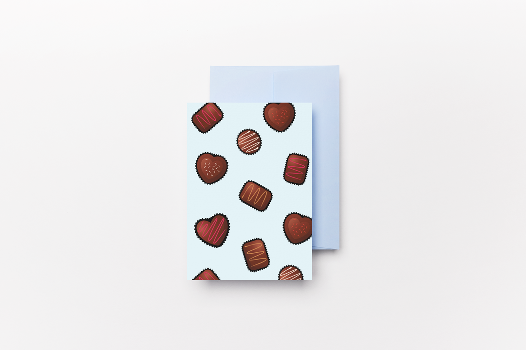 Chocolates (Blue) – Greeting Card