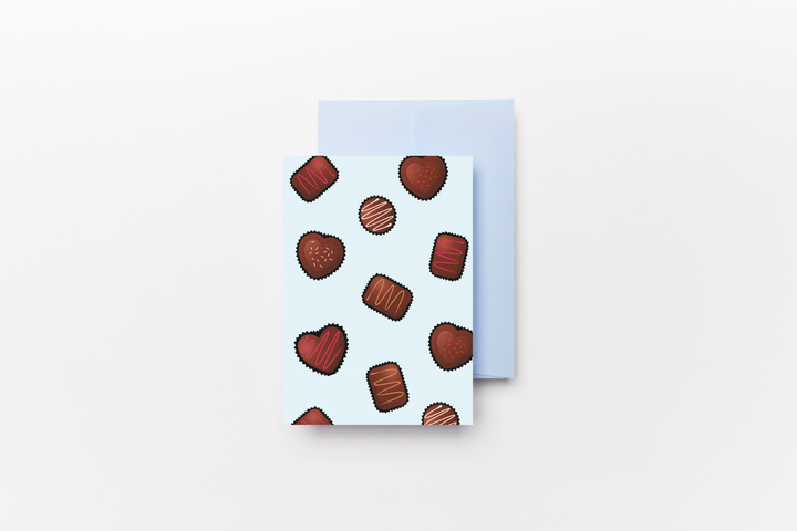 Chocolates (Blue) – Greeting Card