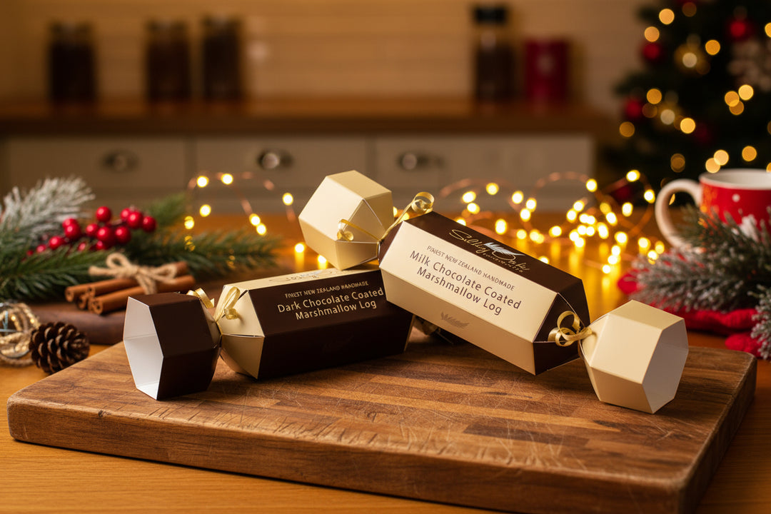 Milk or Dark Chocolate Coated Marshmallow Log (Christmas Cracker)